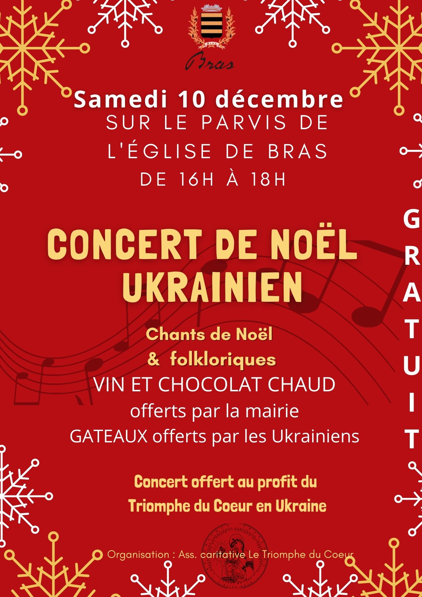 Affiche concert de Noël ukrainien à Bras